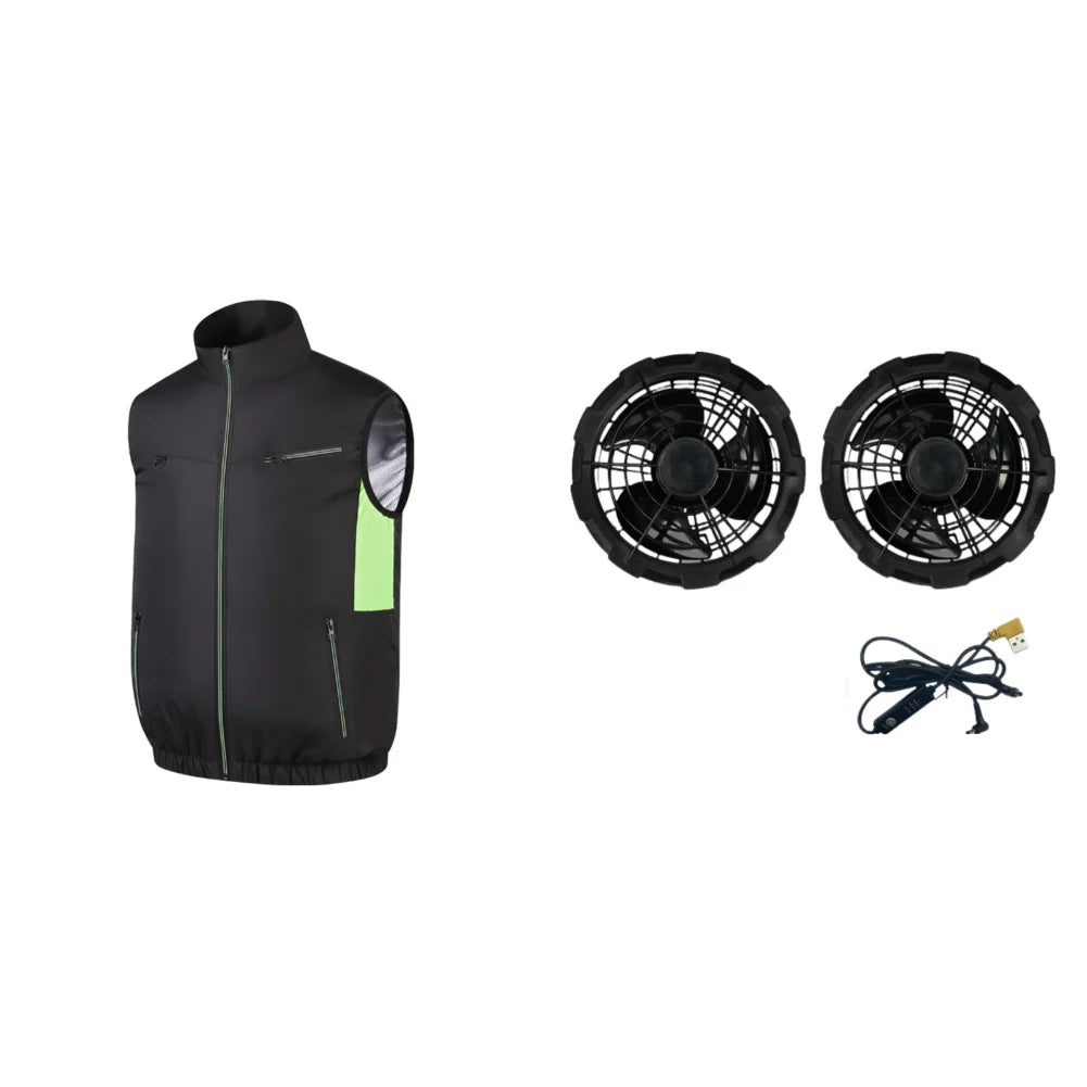 Cooling Vest Ice Fan Vest Heat Resistant Air Conditioner Clothes 3 Gears Breathable Wearable Cooling Fan Vest for Camping Hiking